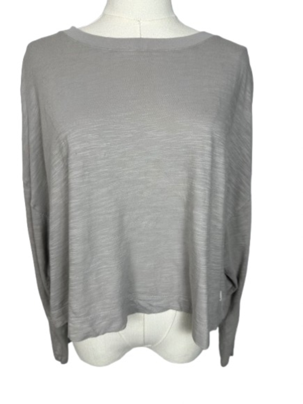 Vuori Light Brownish Gray Cropped Knit Long-Sleeve Top Size M